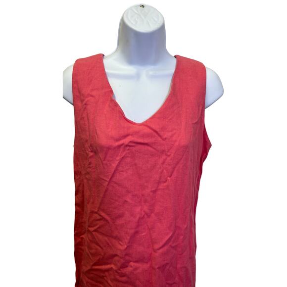 đź’—Virgo II Size 10 Women's Pink Linen Blend Sleeveless Midi Dress Minimalist 90s - Picture 2 of 4